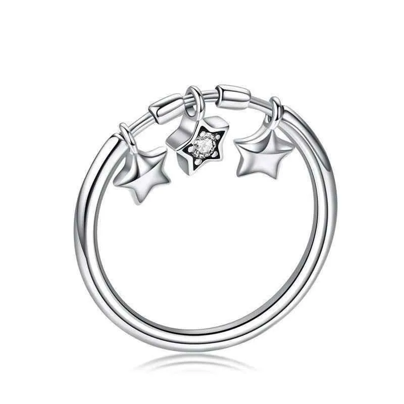 100% 925 Sterling Silver Glittering Heart Clear Finger Rings Charm Jewelry - SCR215