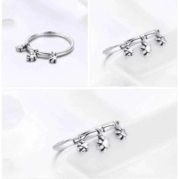 100% 925 Sterling Silver Glittering Heart Clear Finger Rings Charm Jewelry - SCR215