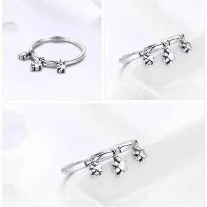 100% 925 Sterling Silver Glittering Heart Clear Finger Rings Charm Jewelry - SCR215