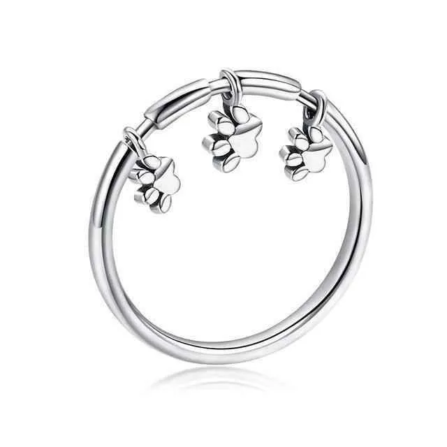 100% 925 Sterling Silver Glittering Heart Clear Finger Rings Charm Jewelry - SCR215
