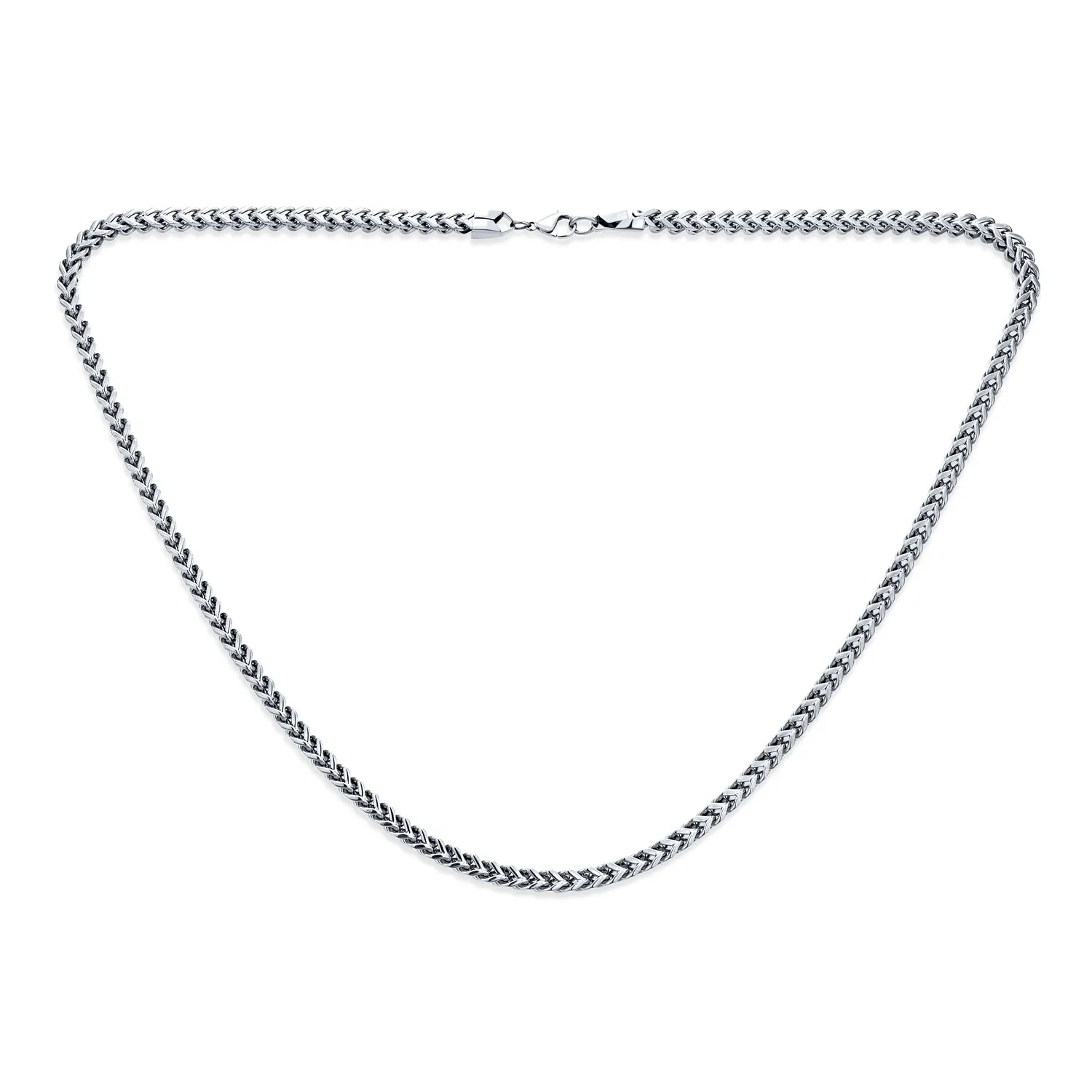 14K Gold Plated Black Stainless Steel Chain Necklace for Men - 5MM Curb Foxtail