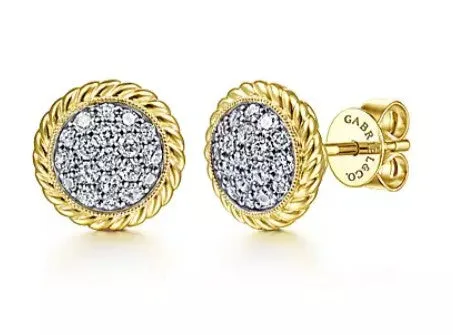 14K Yellow Gold Diamond Pavé twisted Rope Halo Necklace