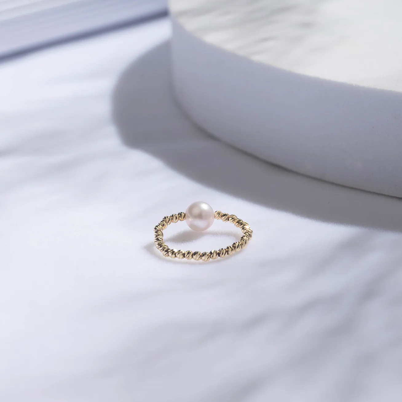 18k Solid Gold Akoya Pearl Ring KR00036