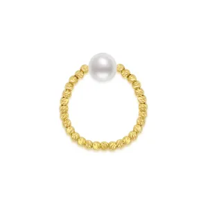 18k Solid Gold Akoya Pearl Ring KR00036