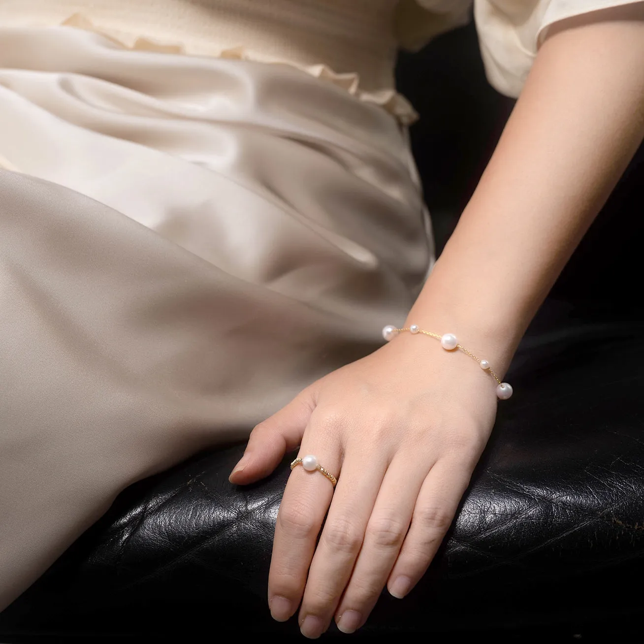 18k Solid Gold Akoya Pearl Ring KR00036
