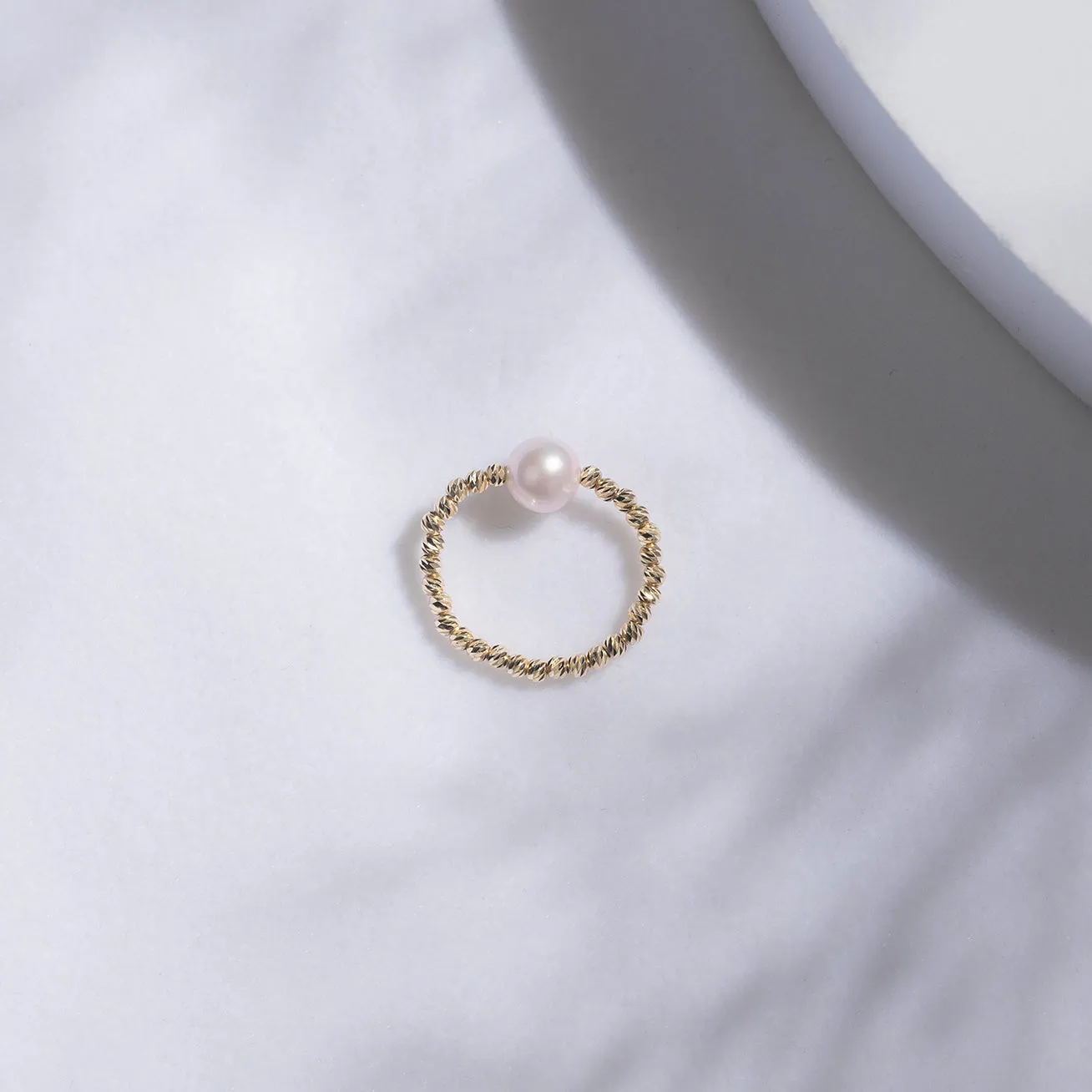 18k Solid Gold Akoya Pearl Ring KR00036