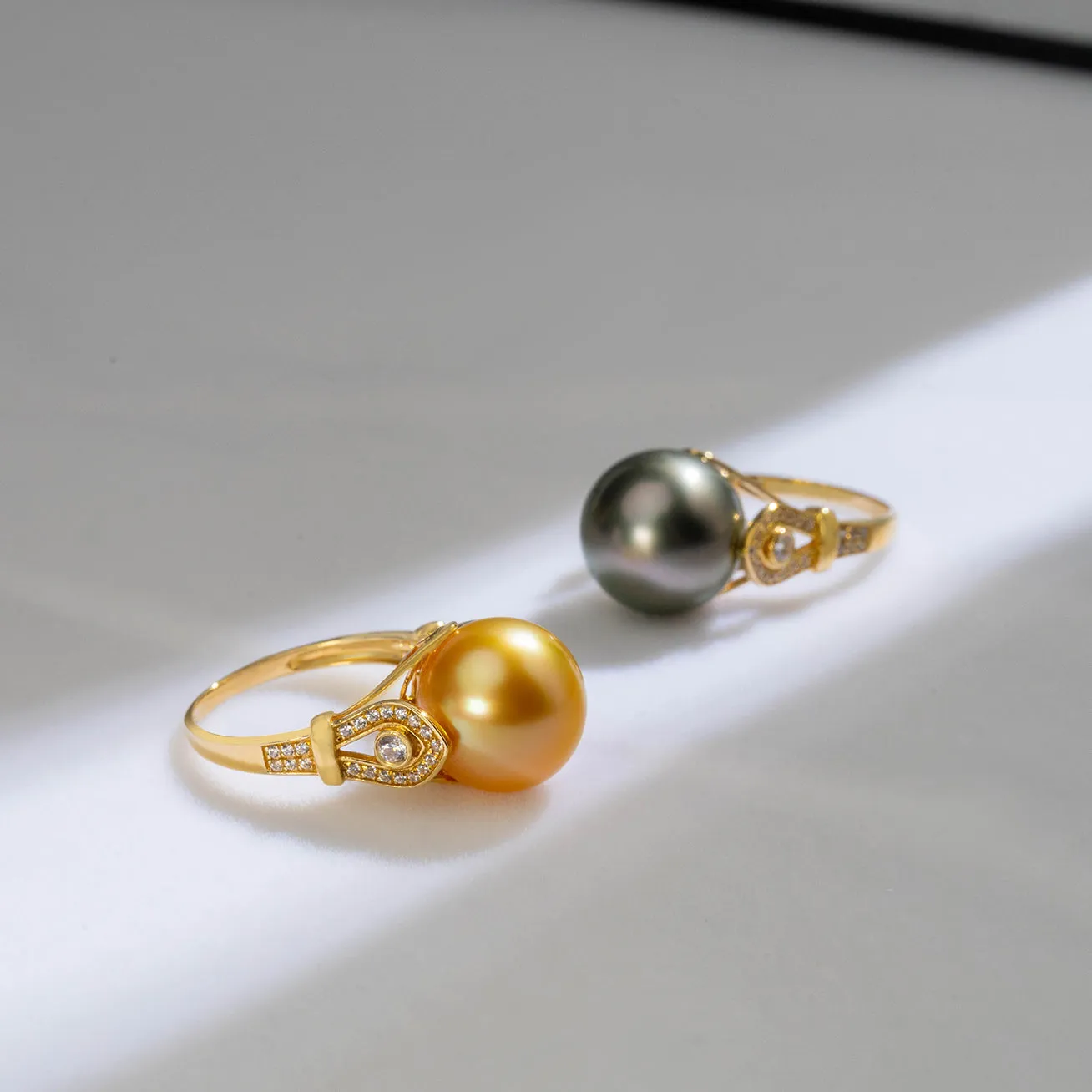 18K Solid Gold South sea Golden Pearl Ring KR00013