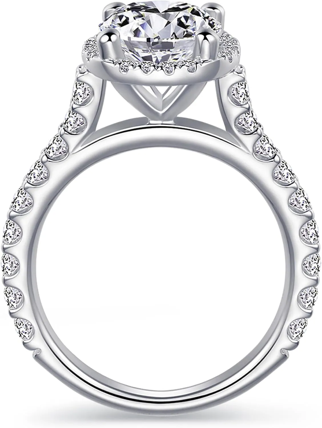 2 Carat Moissanite Engagement Ring 2ct Round Cut Moissanite Rings Round Cut Halo Engagement Ring for Women