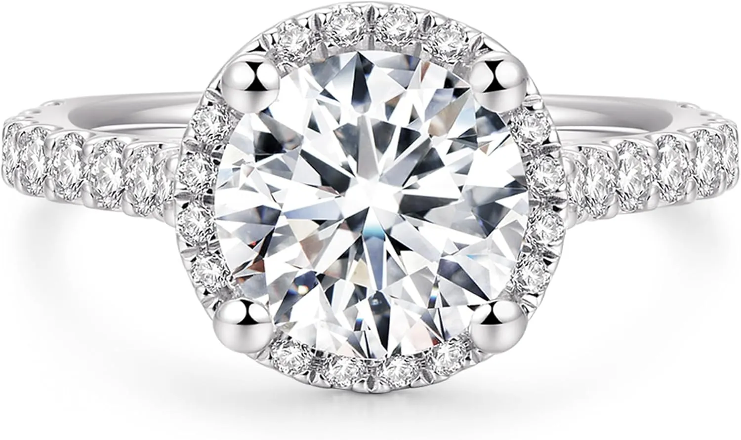 2 Carat Moissanite Engagement Ring 2ct Round Cut Moissanite Rings Round Cut Halo Engagement Ring for Women