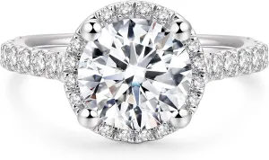 2 Carat Moissanite Engagement Ring 2ct Round Cut Moissanite Rings Round Cut Halo Engagement Ring for Women