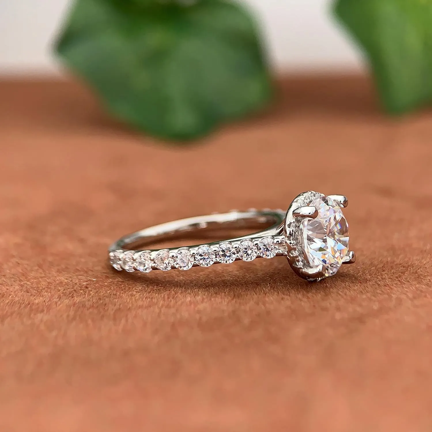 2 Carat Moissanite Engagement Ring 2ct Round Cut Moissanite Rings Round Cut Halo Engagement Ring for Women