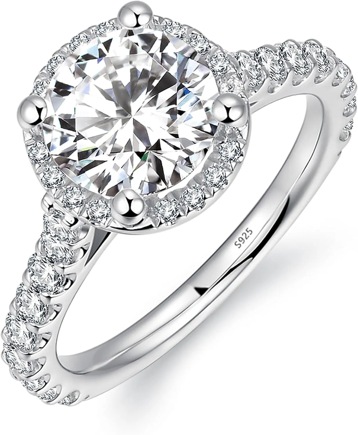 2 Carat Moissanite Engagement Ring 2ct Round Cut Moissanite Rings Round Cut Halo Engagement Ring for Women