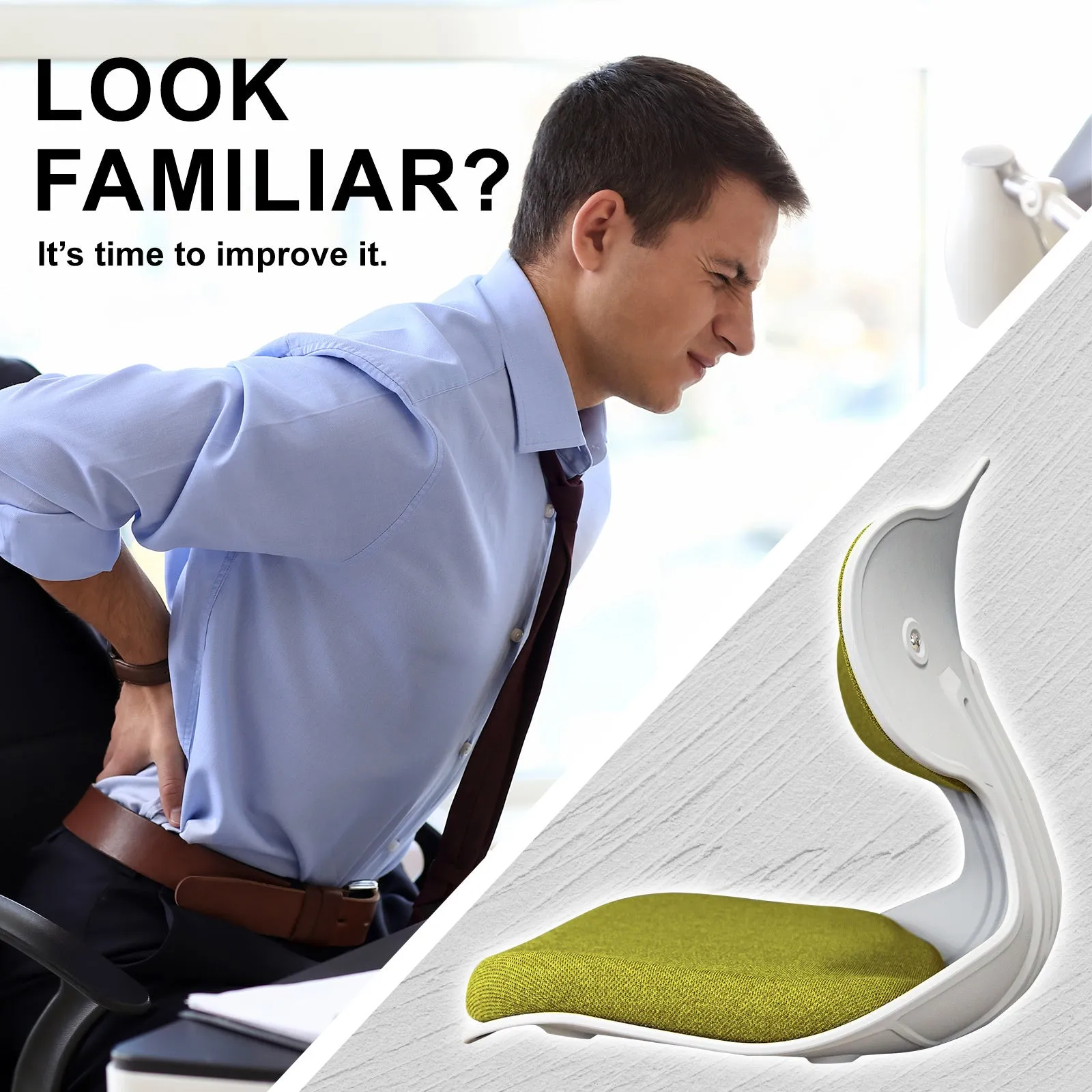 2 Set Lime Slender Chair Posture Correction Seat Floor Lounge Stackable by Samgong
