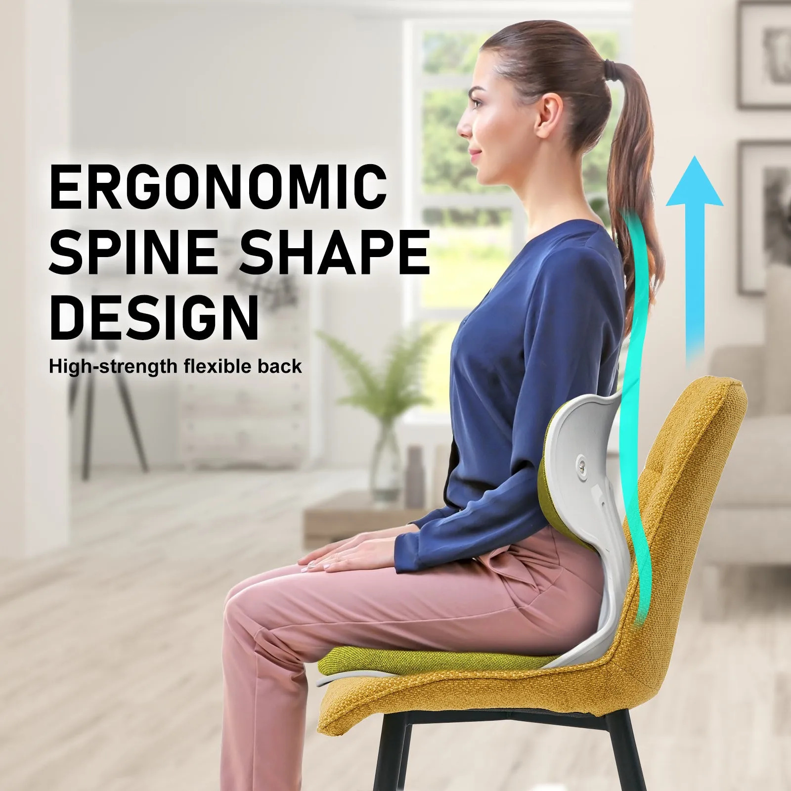 2 Set Lime Slender Chair Posture Correction Seat Floor Lounge Stackable by Samgong