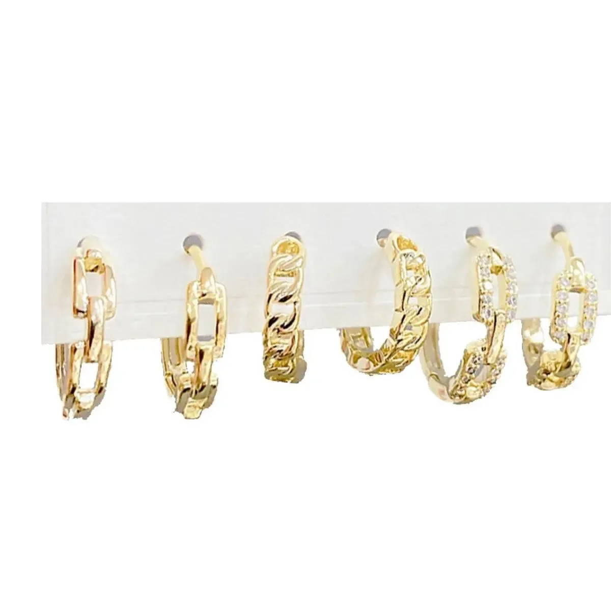 3 Pairs Platinum Plated Hoop Earrings Set