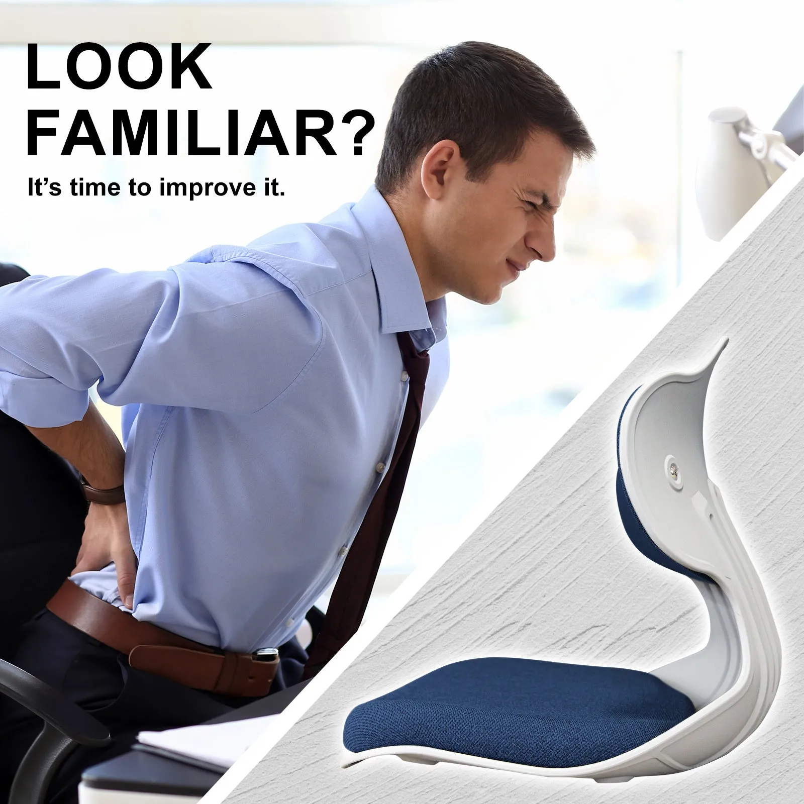 4 Set Blue Slender Chair Posture Correction Seat Floor Lounge Stackable by Samgong