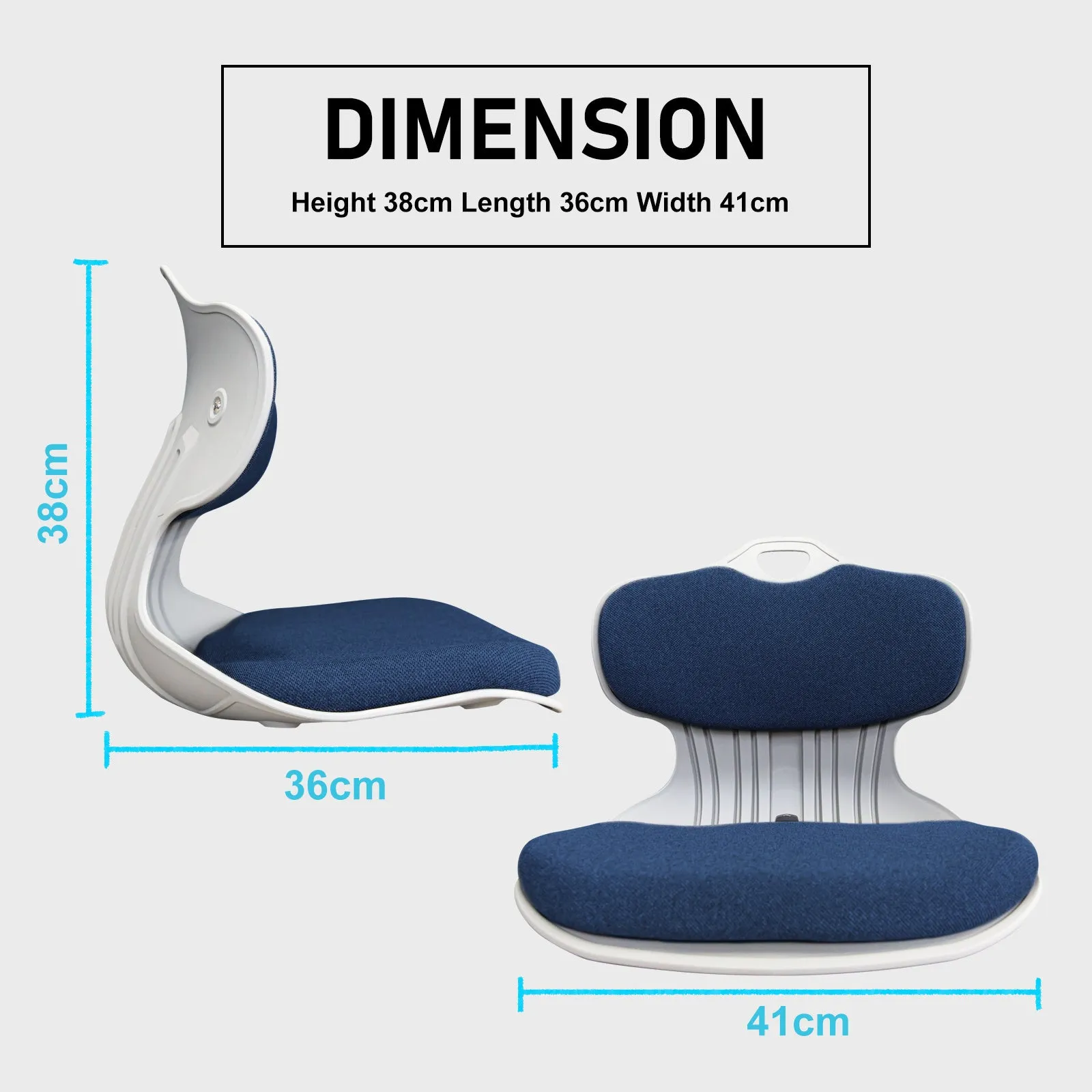 4 Set Blue Slender Chair Posture Correction Seat Floor Lounge Stackable by Samgong