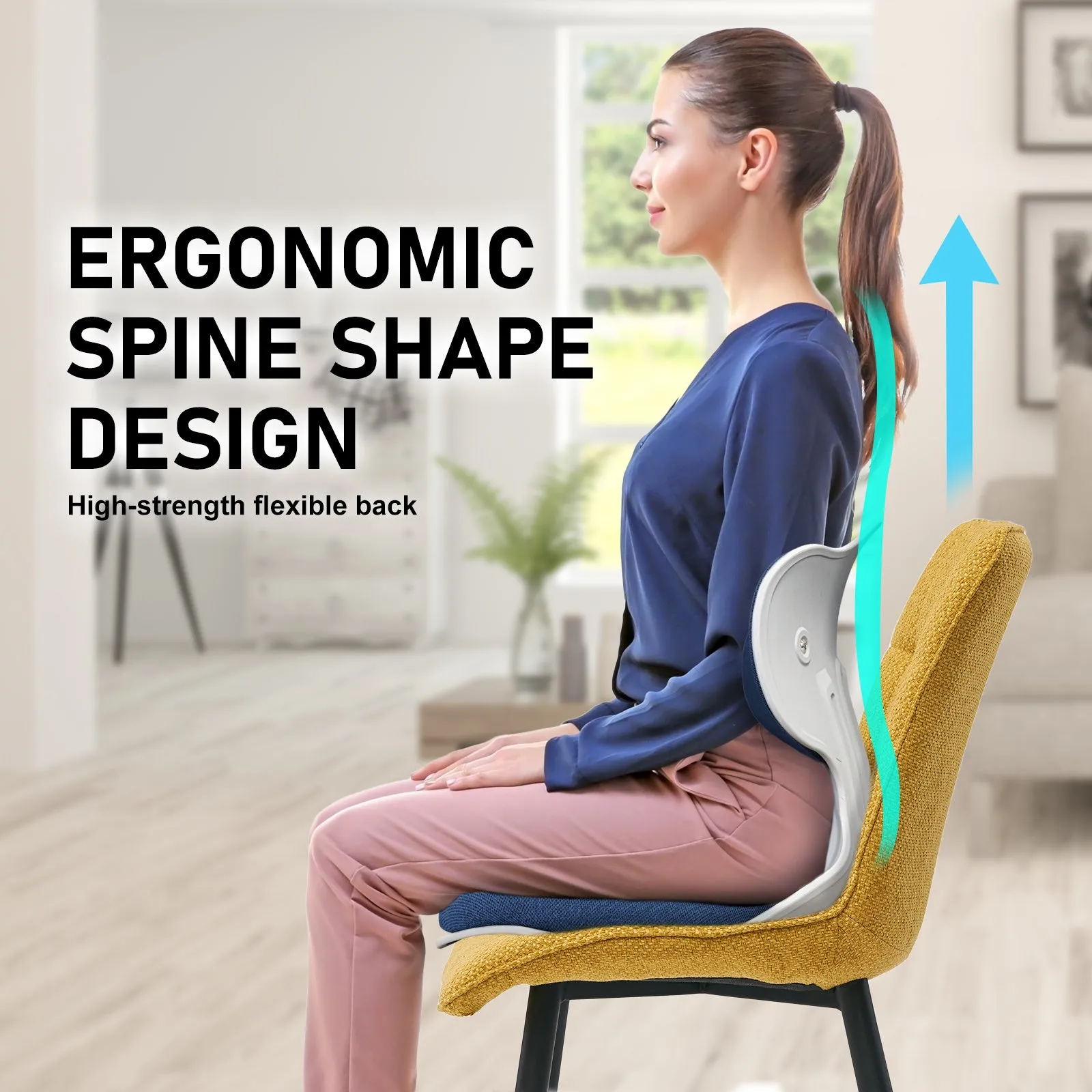 4 Set Blue Slender Chair Posture Correction Seat Floor Lounge Stackable by Samgong