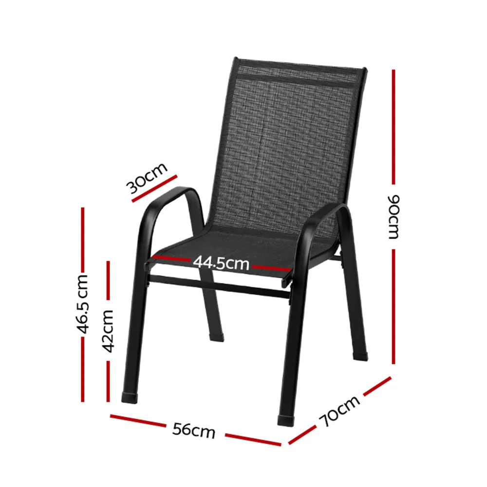 4PC Outdoor Dining Chairs | Stackable Lounge Chair | Patio Furniture | Black