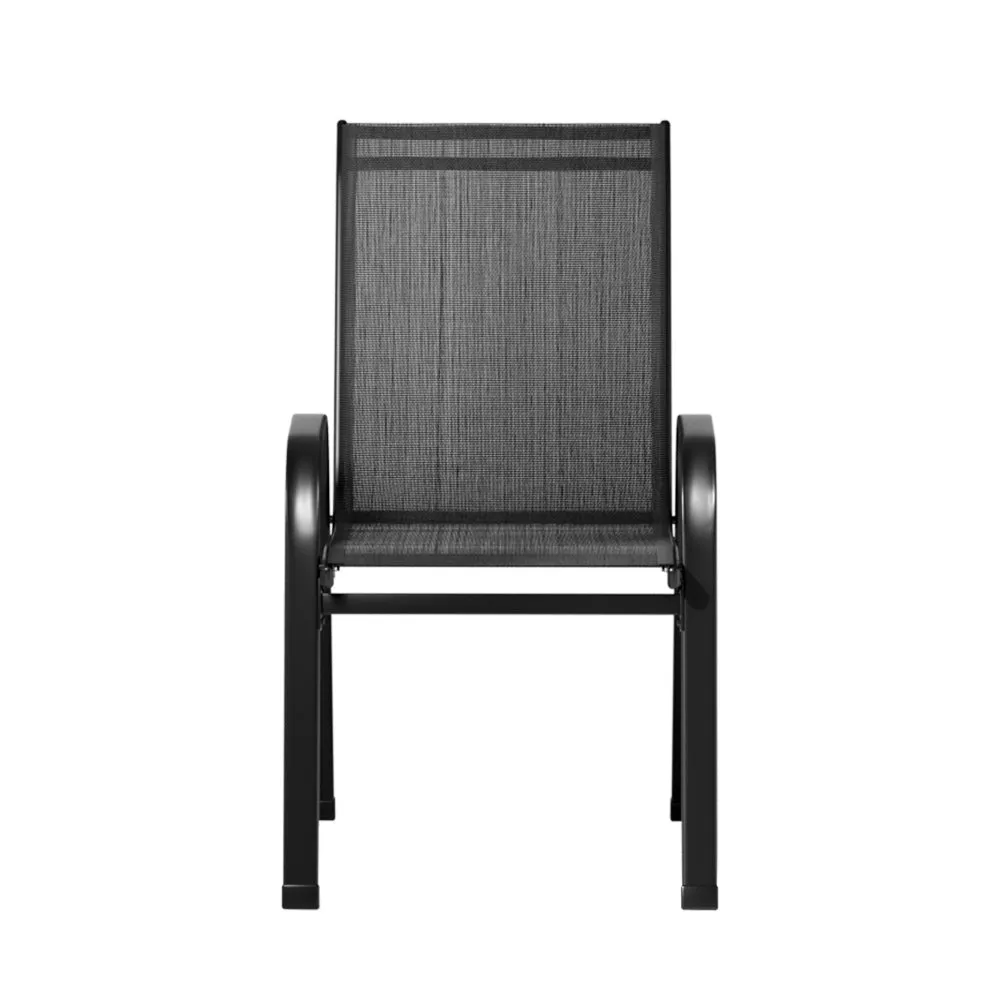 4PC Outdoor Dining Chairs | Stackable Lounge Chair | Patio Furniture | Black
