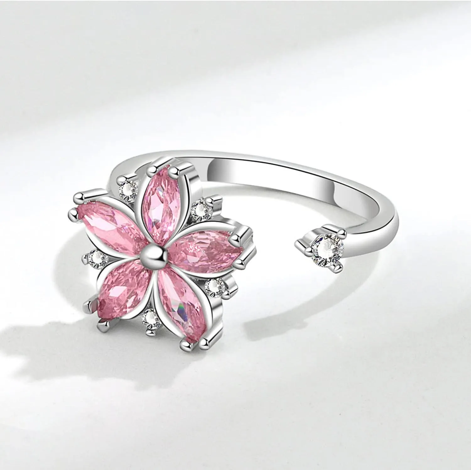 925 Silver Ring, Adjustable silver rings for women, open thumb rings finger rings, zirconia rings statement rings Adjustable Rings Stackable open rings Band for Women