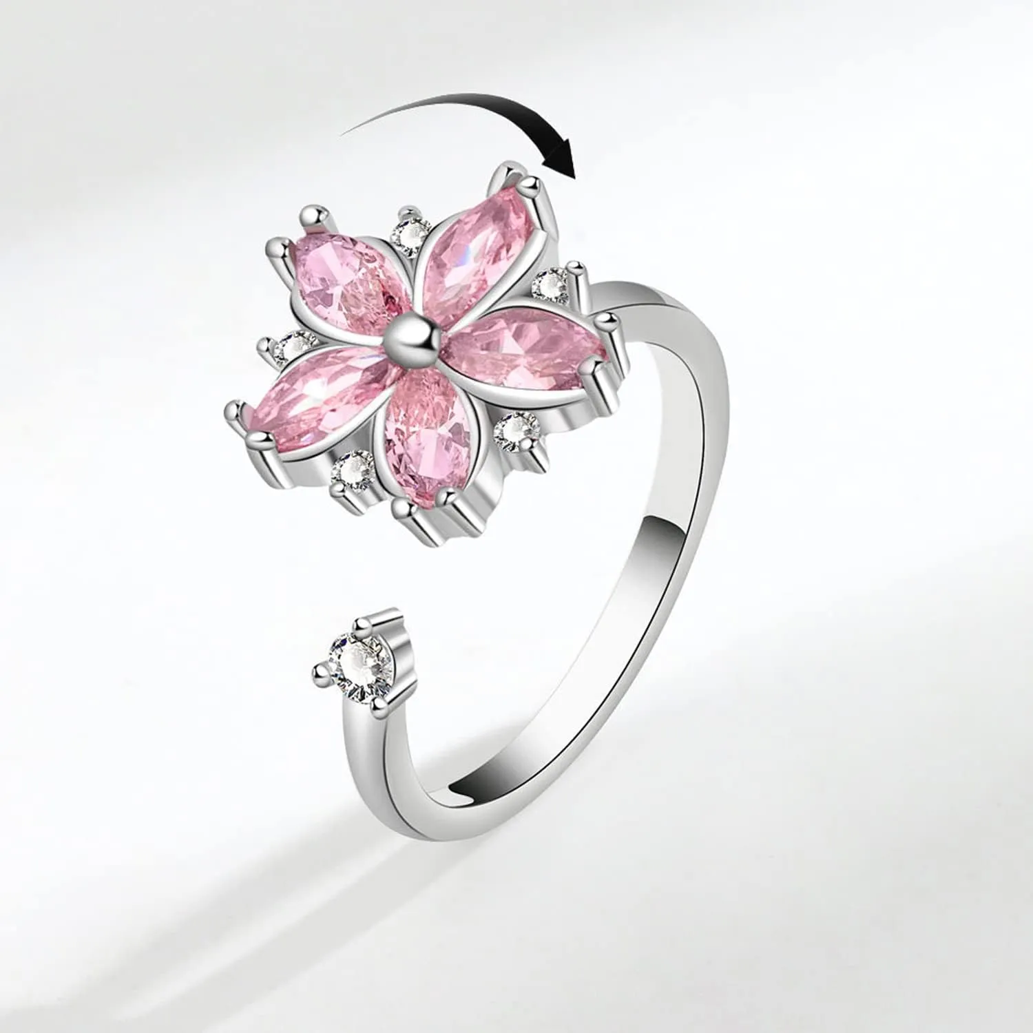 925 Silver Ring, Adjustable silver rings for women, open thumb rings finger rings, zirconia rings statement rings Adjustable Rings Stackable open rings Band for Women