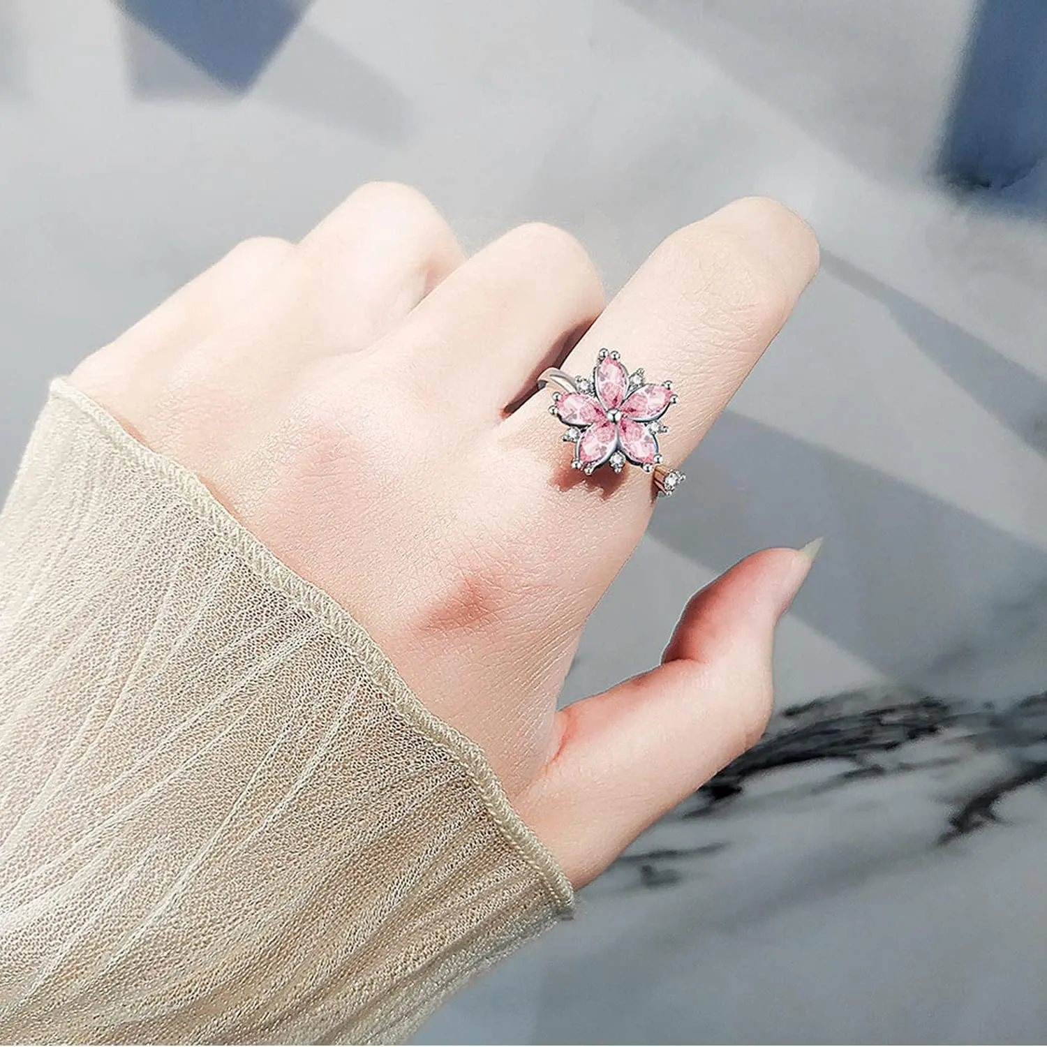 925 Silver Ring, Adjustable silver rings for women, open thumb rings finger rings, zirconia rings statement rings Adjustable Rings Stackable open rings Band for Women