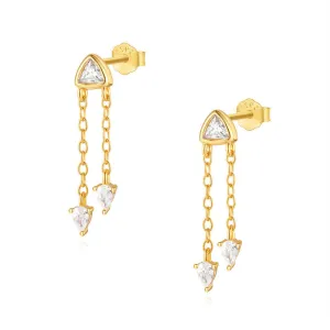 925 Silver Triangle Tassel Drop Earrings