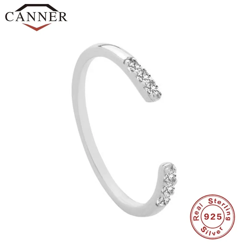 925 Sterling Silver Adjustable Rings for Women Crystal Zircon Female Finger Gold Silver Color Opening Rings Ladies Fine Jewelry