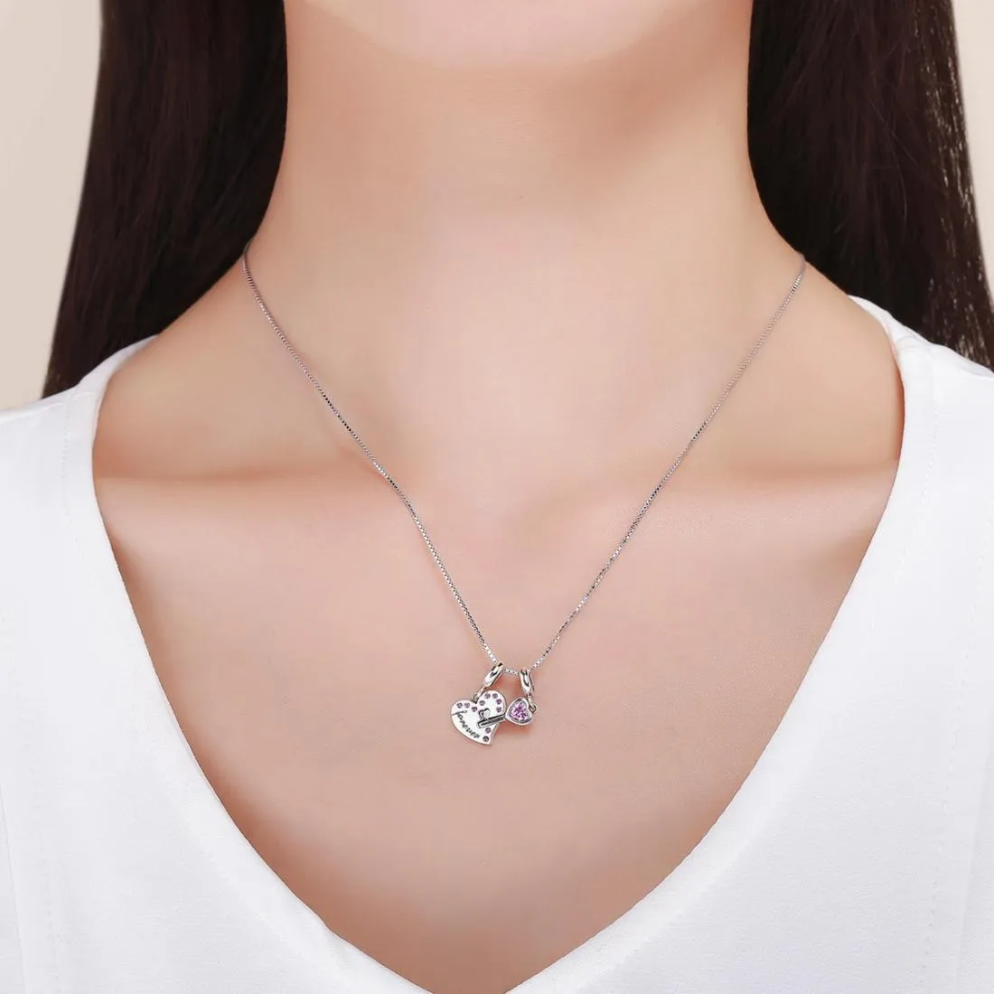 925 Sterling Silver Diamond Heart Spoon Bracelet