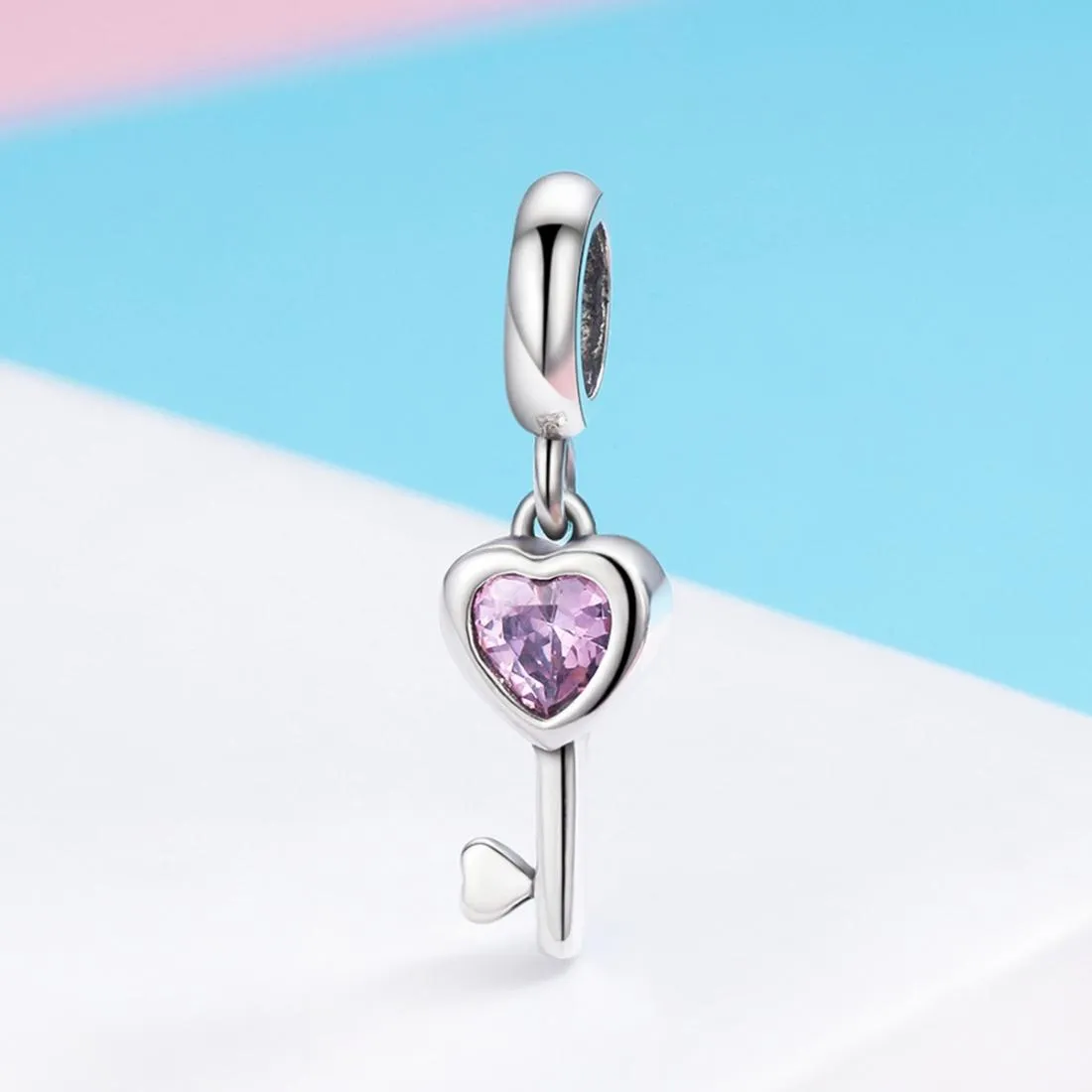 925 Sterling Silver Diamond Heart Spoon Bracelet
