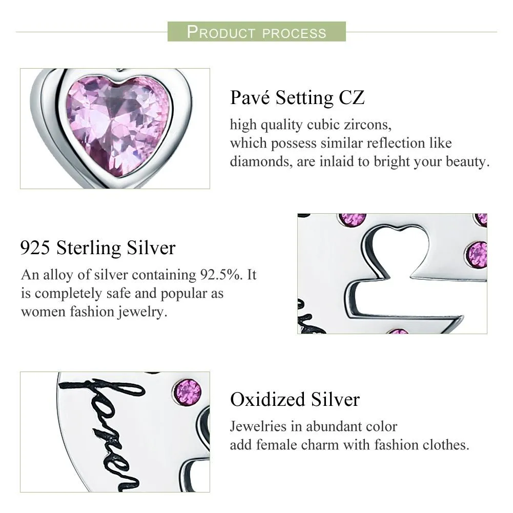 925 Sterling Silver Diamond Heart Spoon Bracelet
