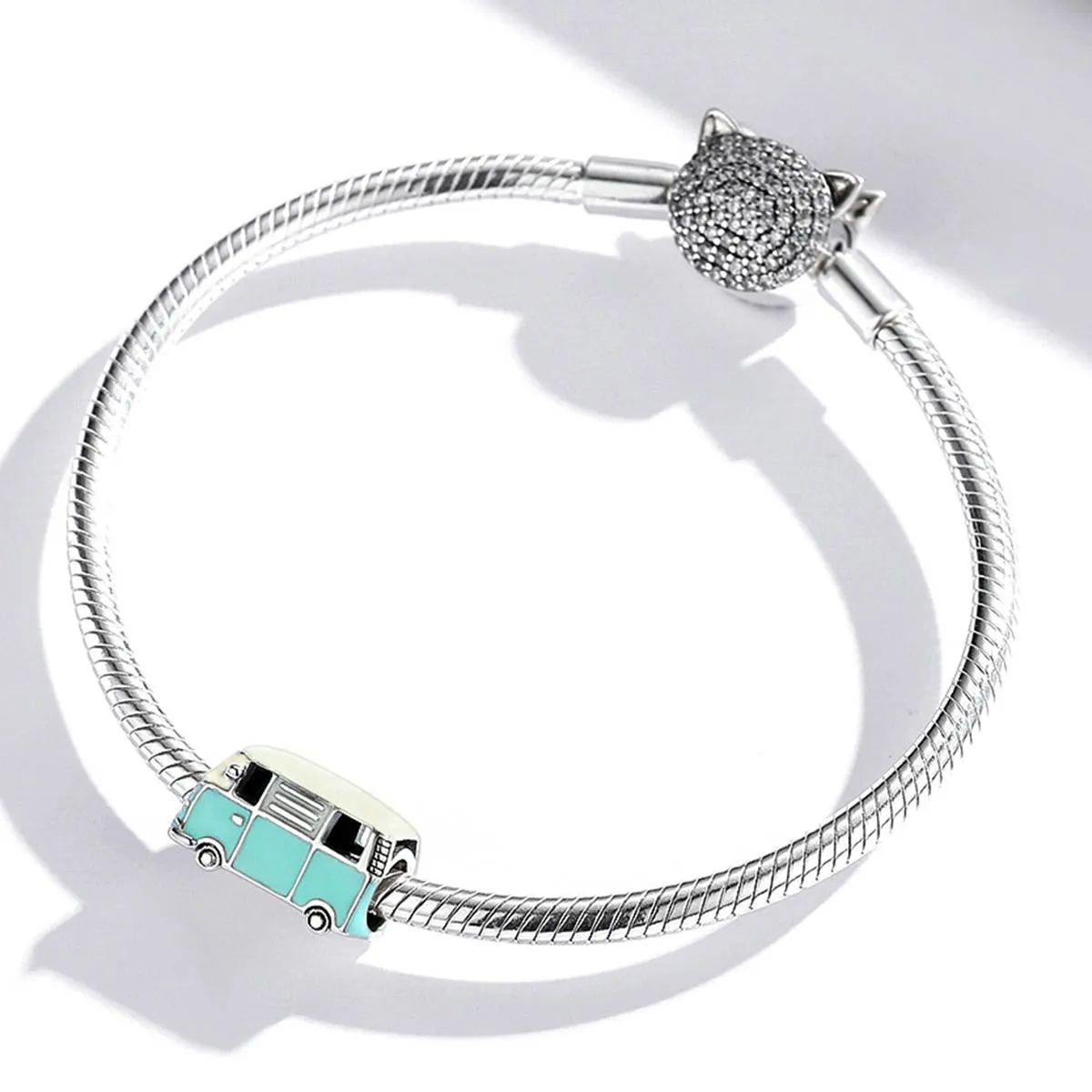 925 Sterling Silver Mini Bus Beads For Diy Bracelets & Necklaces