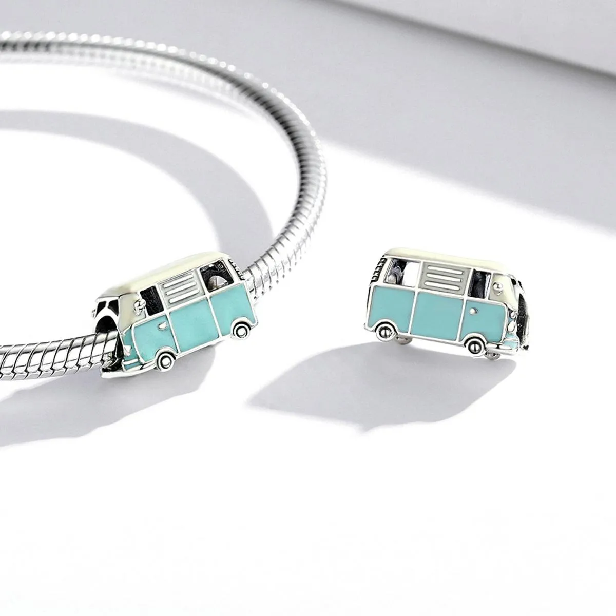 925 Sterling Silver Mini Bus Beads For Diy Bracelets & Necklaces