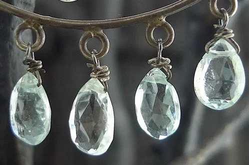 Andrea Barna Aquamarine Briolette Hoop Earrings in Sterling Silver