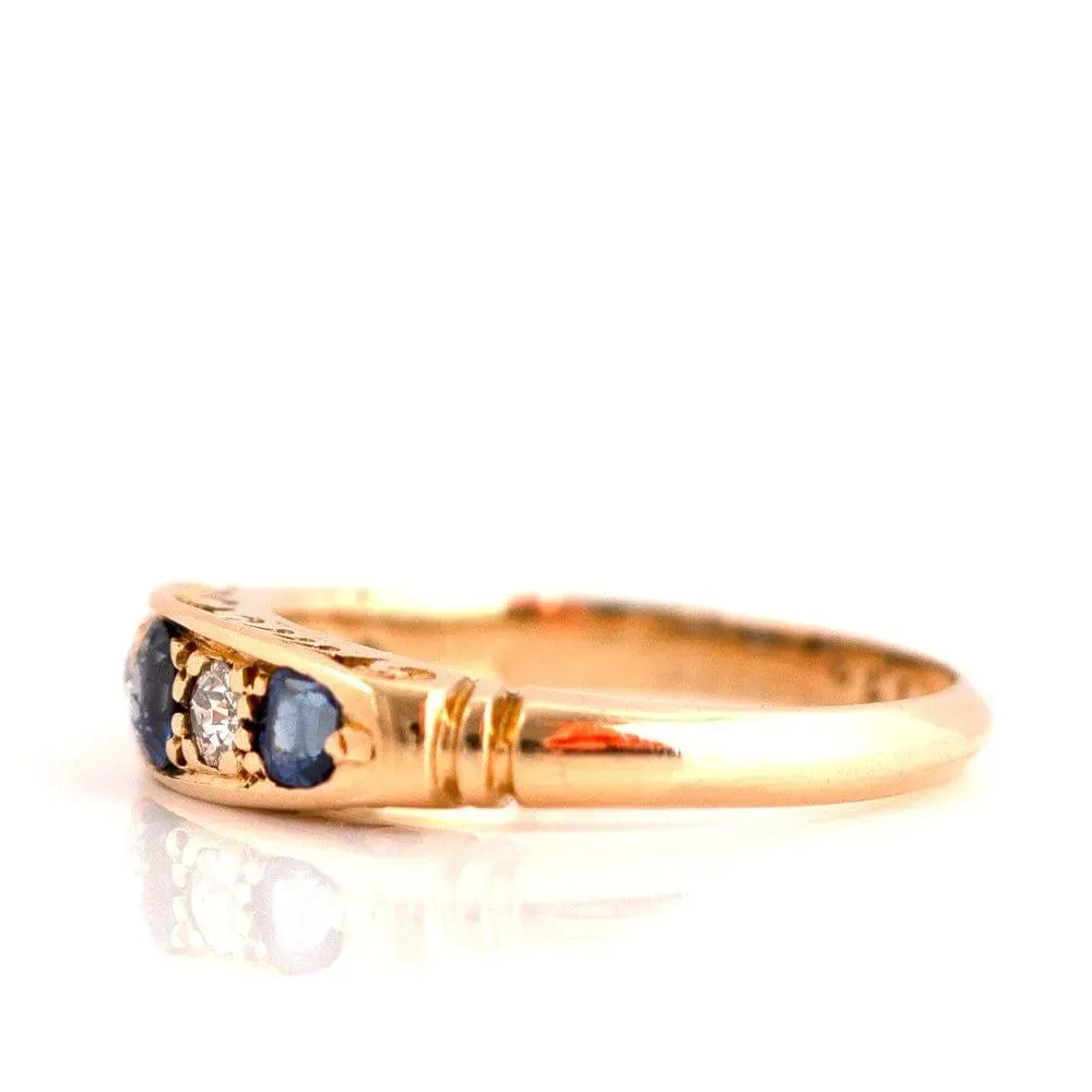 Antique 1914 Sapphire Diamond 18ct Gold Ring