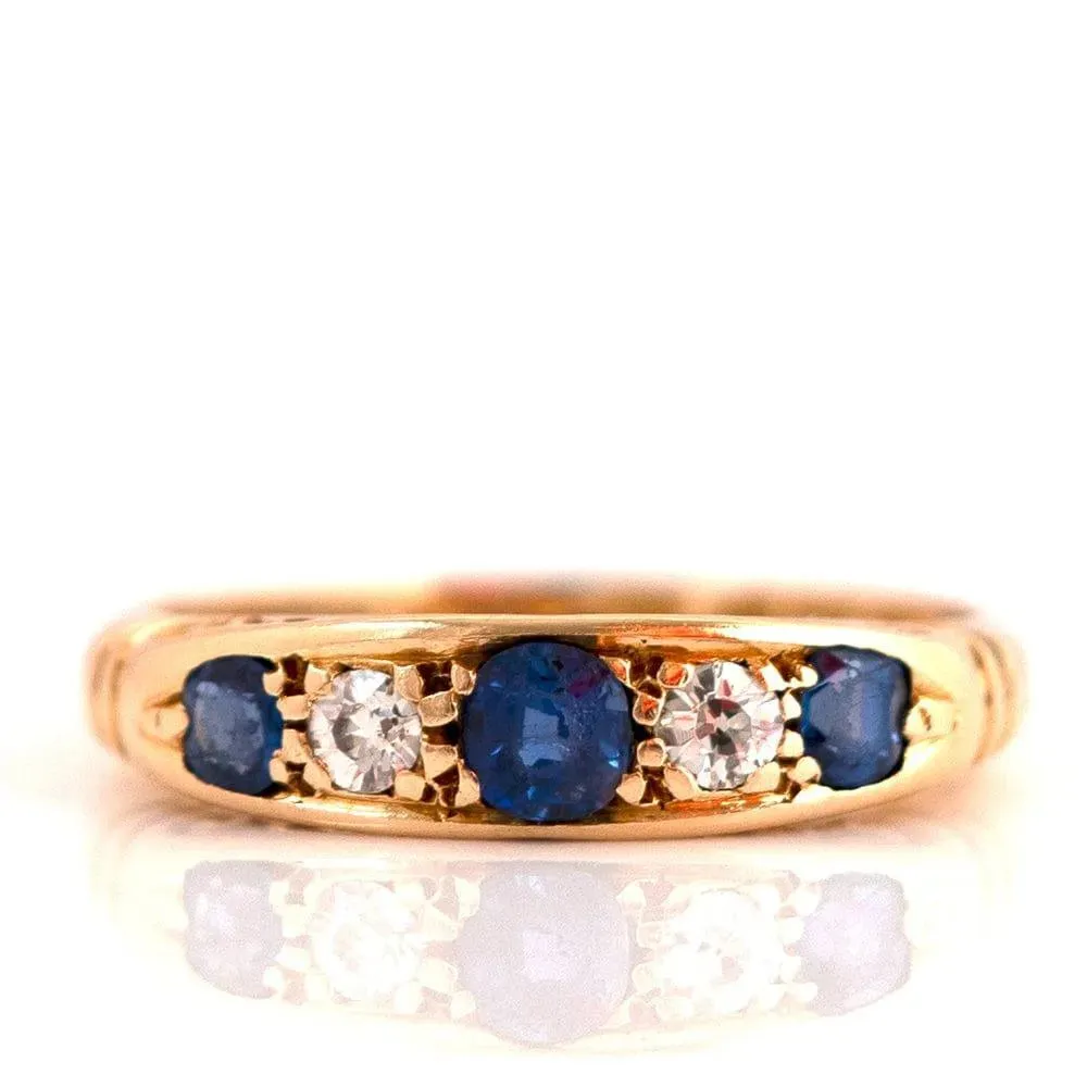 Antique 1914 Sapphire Diamond 18ct Gold Ring