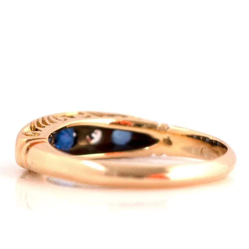 Antique 1914 Sapphire Diamond 18ct Gold Ring