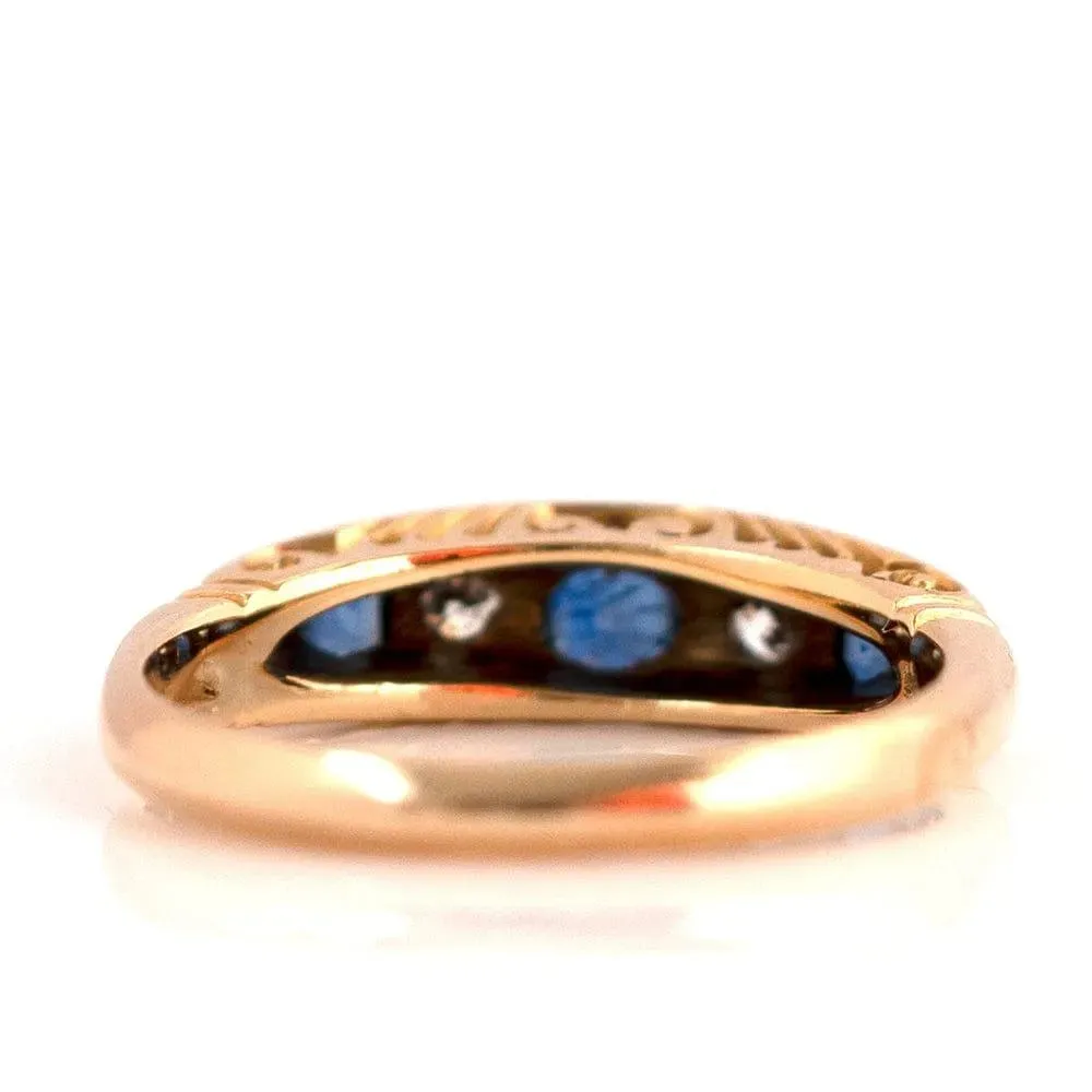 Antique 1914 Sapphire Diamond 18ct Gold Ring