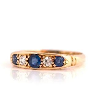 Antique 1914 Sapphire Diamond 18ct Gold Ring
