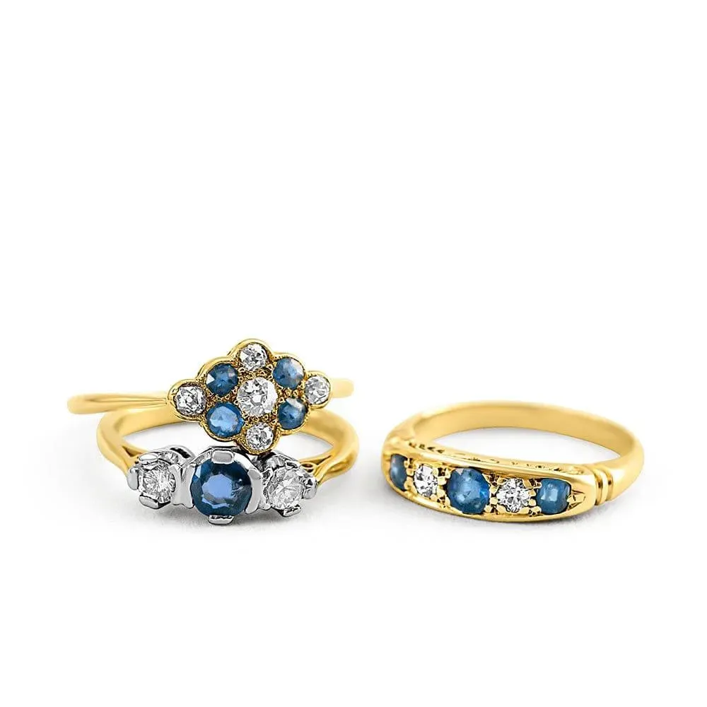 Antique 1914 Sapphire Diamond 18ct Gold Ring