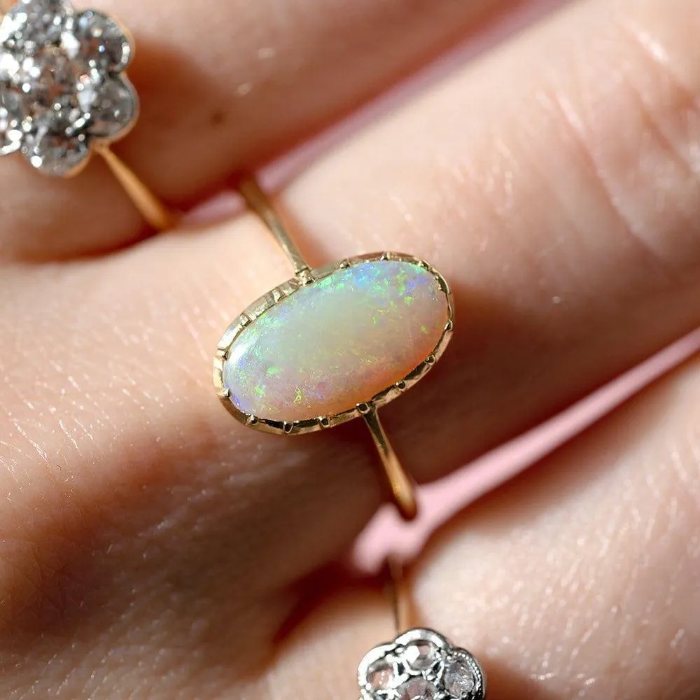 Antique Edwardian Precious Opal 18ct Gold Ring