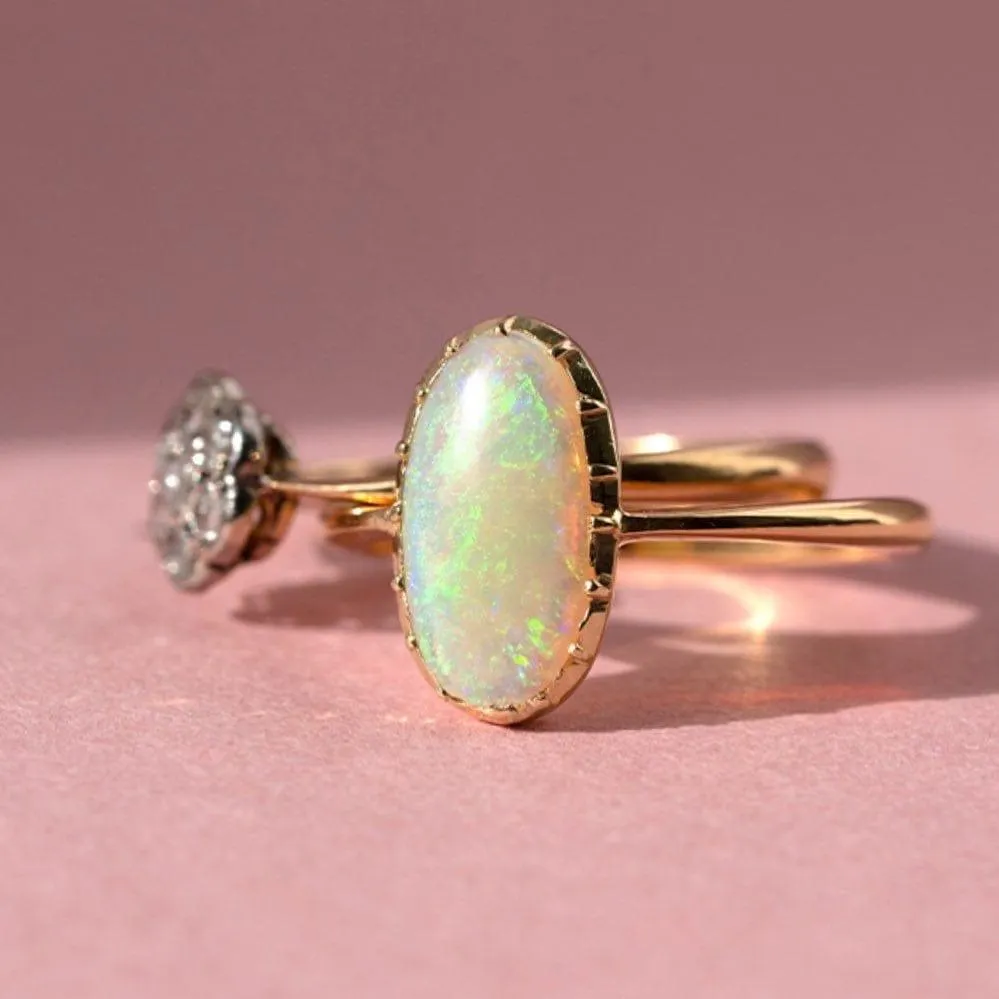 Antique Edwardian Precious Opal 18ct Gold Ring