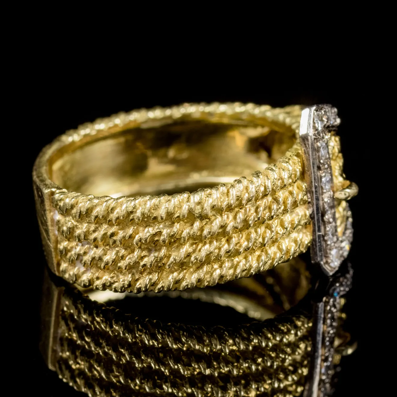 Art Deco Diamond Buckle Ring Solid 18Ct Gold