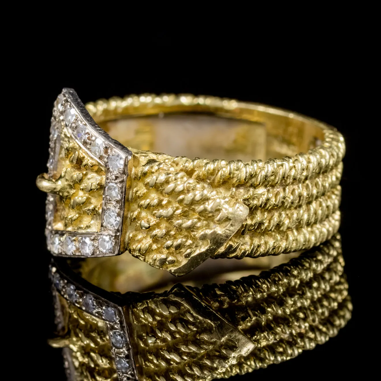 Art Deco Diamond Buckle Ring Solid 18Ct Gold