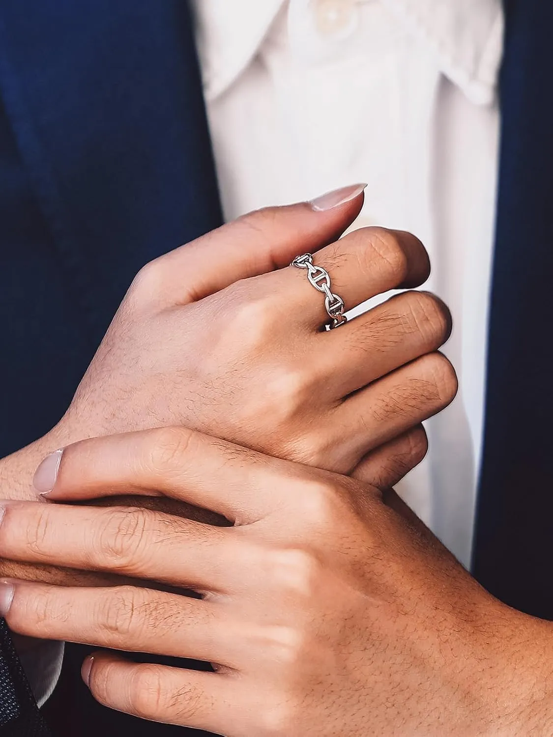 Bandmax Sterling Silver Rings for Men Women 5MM Wide Chunky Band Ring Classic Minimalist 925 Silver Rings Pinky Ring Cocktail Ring Wedding Ring