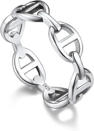 Bandmax Sterling Silver Rings for Men Women 5MM Wide Chunky Band Ring Classic Minimalist 925 Silver Rings Pinky Ring Cocktail Ring Wedding Ring