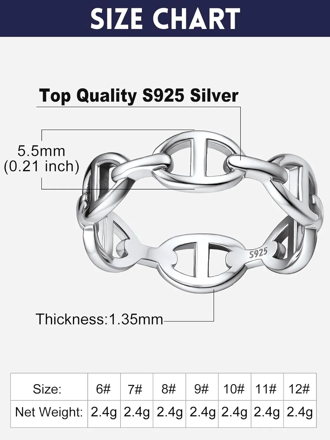 Bandmax Sterling Silver Rings for Men Women 5MM Wide Chunky Band Ring Classic Minimalist 925 Silver Rings Pinky Ring Cocktail Ring Wedding Ring