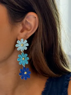 Bethel Flower Earrings in Multi-Blue