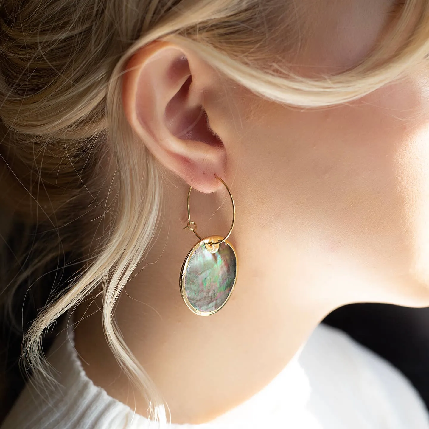 Black Capiz Shell Earrings